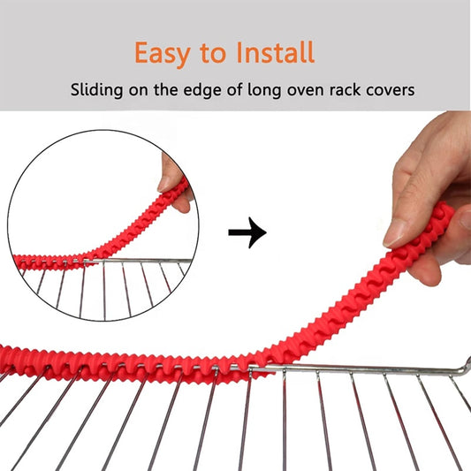 Heat Resistant 14-Inch Silicone Oven Rack Guards BBQ Accessories with Oven Edge Protector Shield