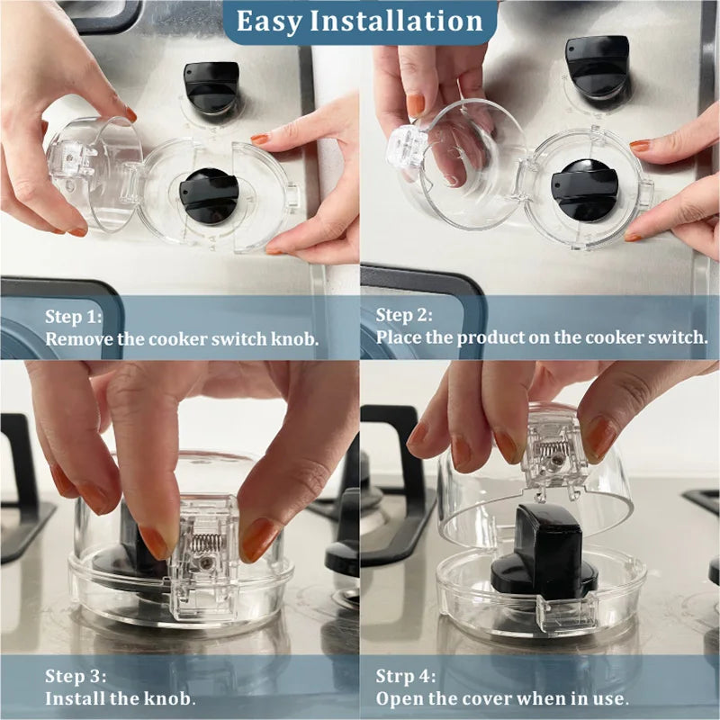 Kitchen Safety Stove Knob Cover Baby Safety Oven Knob Cover Adhesive Plastic clear Gas Knob Cover